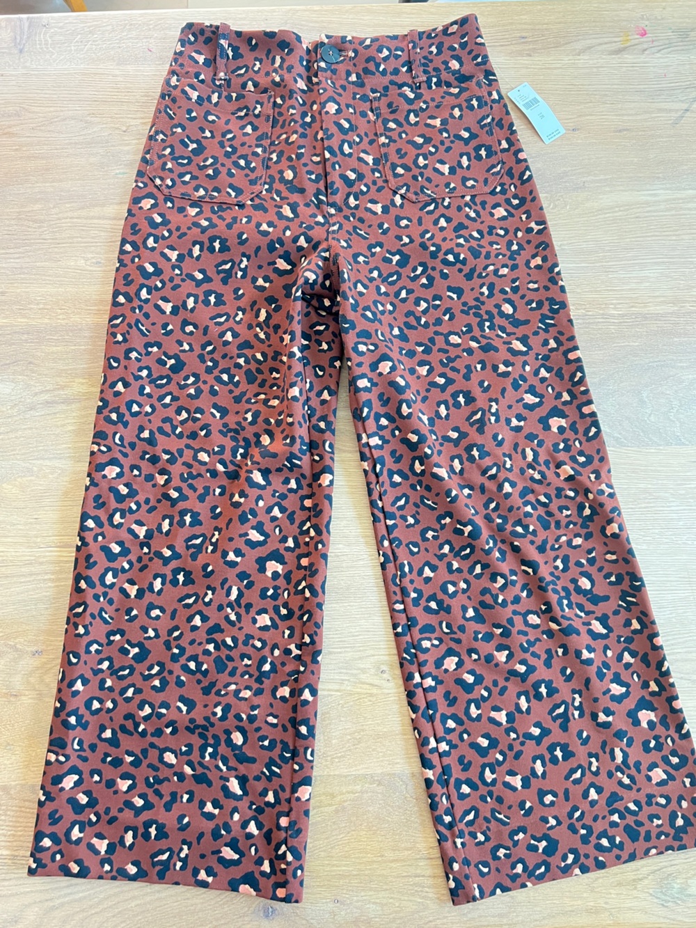 Maeve Colette Cropped Wide-Leg Animal Print Pants - Picture 2 of 8